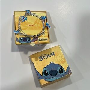 Disney Stitch Silver and Blue Charm Bracelet